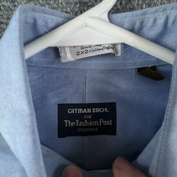 Gitman Bros For Fashion Post Louisville Button Up Shirt 15 33 Solid TTX 2x2 Blue - Picture 7 of 15